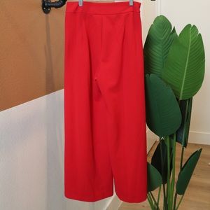 Red wide leg pants